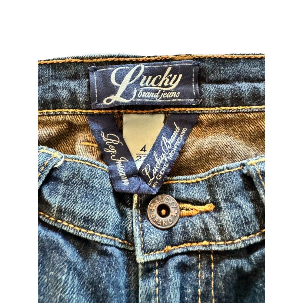 Lucky Brand Jeans Dark Wash Flaired Hem Women Size 4 - Picture 3 of 9